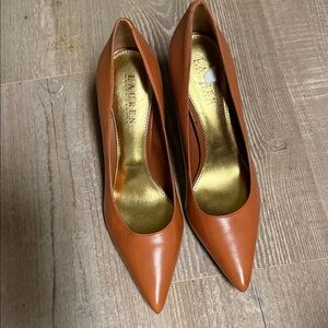 Lauren Ralph Lauren Cognac Pointed-Toe Leather Pumps